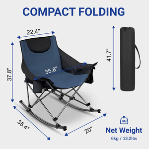 Heavy Duty 330lbs <strong>Rocking</strong> <strong>Camping</strong> <strong>Chair</strong> Padded Swing <strong>Chair</strong> Folding Outdoor Lounge <strong>Chair</strong> with 600D Oxford Fabric - Product Image 5