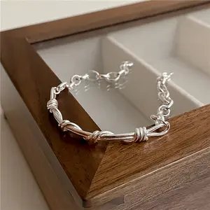 Handmade Vintage 925 Sterling Silver Braided Chain Bracelet & Bangles For Women Luxury Jewelry