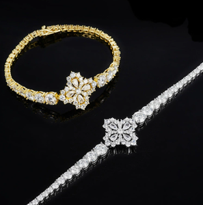 Bracelet tennis en argent 925 pour femme, moissanite taille marquise, motif floral, sertissage à griffes, bijoux de mariage classiques - Product Image 4