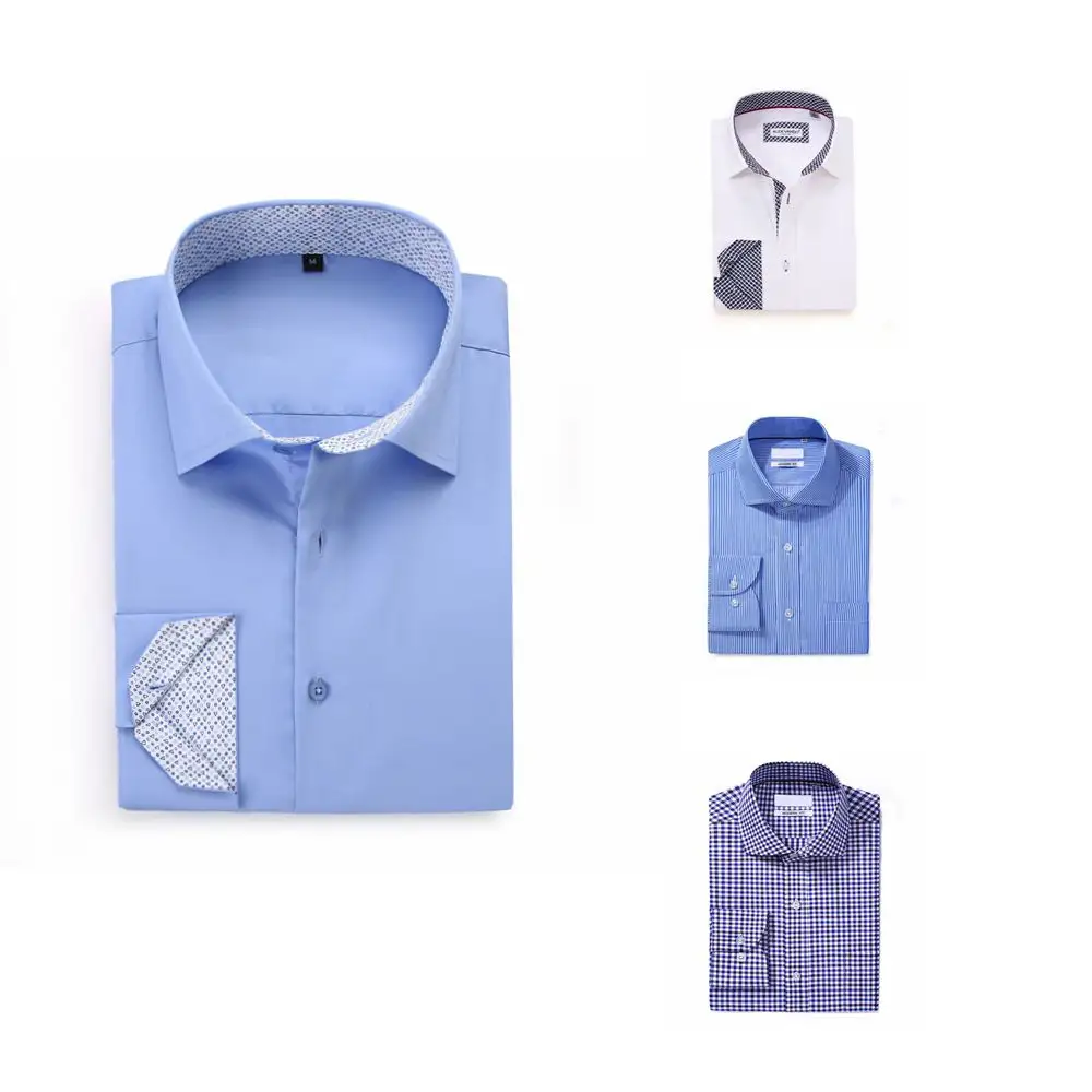 Camisas de 100% algodón para hombre, camisas de manga larga a la moda, uniforme de oficina