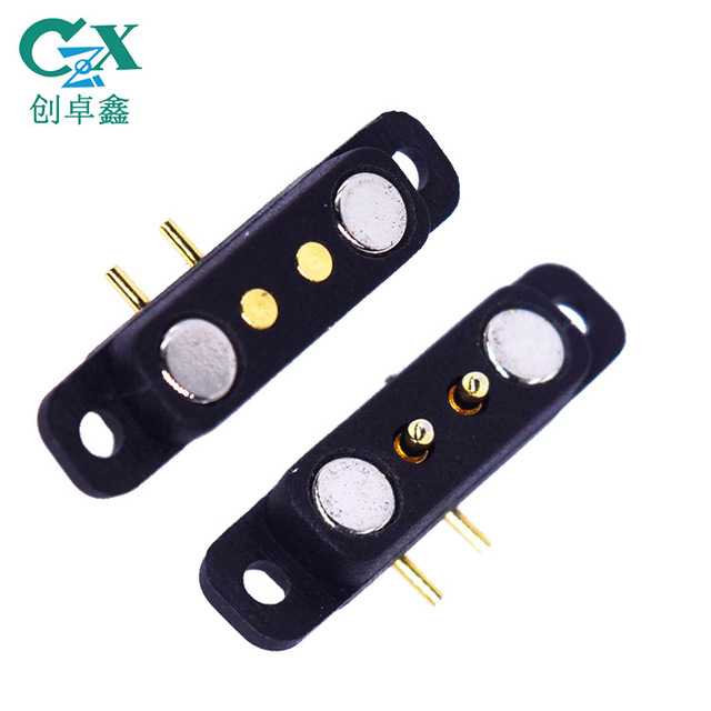 2pin Side-welded Magnetic Connector with Positioning Hole Pitch 2.5mm Smart Small Appliance Bent Foot 2 Pin Magnetic Connector
