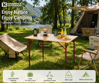 Table pliante réglable en hauteur, table pliante en bambou Moso, ensemble table et chaises de camping à ouverture rapide pour le camping