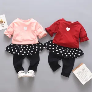 Cute Clothes for Girls Baby Clothes Sets Dot Printing Dress + Legging Two Piece Trouser Set Autumn Spring Kids Outfit