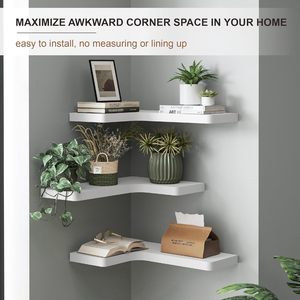 Juego de 3 Estantes de Pared, Estantes para Almacenamiento en la Pared, Estantes de Madera Maciza para Almacenamiento, Estante de Exhibición de Madera para Montar en la Pared del Baño - Product Image 5