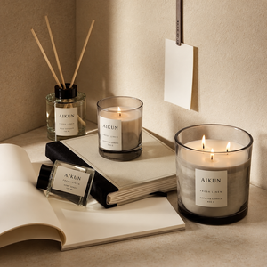 Ensemble diffuseur de parfum et bougie en pot à motif terrazzo blanc Aikun, avec couvercle en bois, emballage personnalisé OEM ODM pour la décoration intérieure - Product Image 2