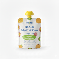 Sachet Doypack à bec verseur imprimé sur mesure, haute barrière, pour pâteurisation, 90g 120g, pour purée de fruits pour bébé