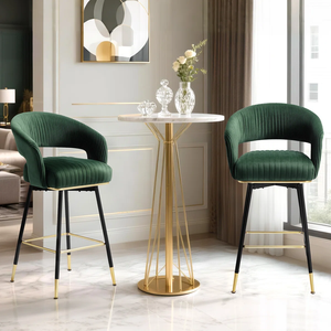 Tabouret de bar moderne en métal avec dossier pivotant, tabouret de bar en velours, chaise de bistrot pour la maison, meubles de café - Product Image 5