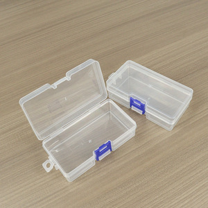 Transparent Plastic <b>Storage</b> <b>Box</b> Rectangle 12.8x6.9x3.5cm With Blue Lock For Stationery Tools And Accessories Organizing - Product Image 2