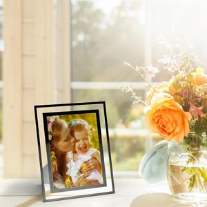 Glass <b>Photo</b> <b>Frame</b> with Adjustable Stand for Portrait or <b>Landscape</b> Display Fits Various <b>Photo</b> Sizes - Product Image 3