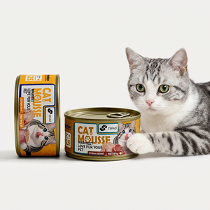 Cat Mousse Wholesale Oem Shredded <b>Chicken</b> and Salmon <b>Canned</b> Food for Cats Snacks - Product Image 1
