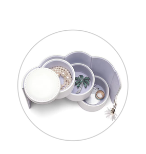 PU Leather Rotating Cylinder Jewelry Organizer With Suede Lining And Magnetic Closure For Necklaces And <b>Rings</b> - Product Image 2