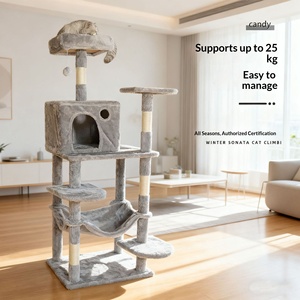 โครงปีนป่ายแมวขนาดใหญ่ สำหรับพื้นที่ขนาดเล็ก พร้อมที่นอนและเสาปีนป่าย รุ่น MT52 ดีไซน์มินิมอล ปรับแต่งได้ - Product Image 1