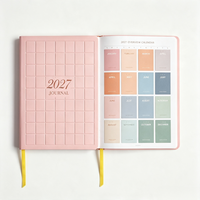 Agenda A5 2027, carnet en cuir PU, couverture personnalisée à grille quadrillée, couverture rigide, journal quotidien