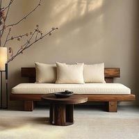 Ensemble de canapés en bois massif pour salon ou maison d'hôtes, design moderne et luxueux, trois places, couleur personnalisable