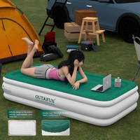 Lit d'air double OUTAFUN avec pompe intégrée, matelas gonflable durable en PVC floqué, écologique, pour chambre à coucher et mobilier de maison