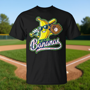 Camiseta gráfica Let's Go Bananas para hombres, mujeres y niños, diseño con temática de béisbol - Product Image 3