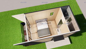 Cabaña Prefabricada Minimalista de 1 Recámara y 1 Baño para Alquiler en Airbnb |   Cabaña Modular con Techo Mono-Pitch y Balcón - Product Image 4