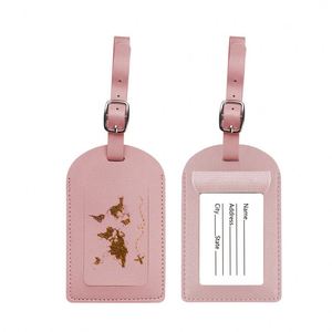 Étiquette de bagage en cuir PU personnalisée avec logo imprimé, portable, pour voyage, étiquette d'embarquement, étiquette de sac à main, vente en gros - Product Image 3