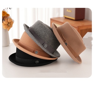 Sombrero Pork <span class=keywords><strong>Pie</strong></span> de Fieltro 100% Lana, Personalizado, Multicolor, para Otoño e Invierno, Corona Redonda, Estilo Casual, para Hombre - Product Image 2