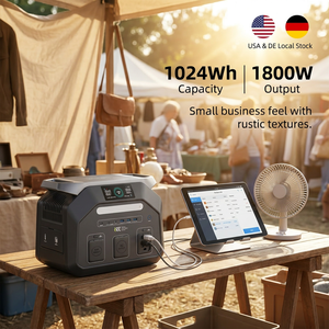 Remote Control Fast Charging Emergency Portable Station 1024Wh 1800W IP20 Car Backup <b>Camping</b> Pure Sine - Product Image 1