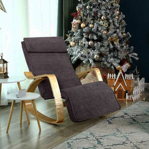 Fauteuil à bascule avec repose-pieds 66x120x90 cm, accoudoirs en bois de bouleau, fauteuil en tissu pour la relaxation - Product Image 6