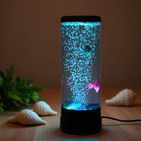 Lampe de décoration colonne d'eau, lumière nocturne décorative à bulles LED multicolores, design méduse artificielle, lampe de poisson, soulagement de l'anxiété