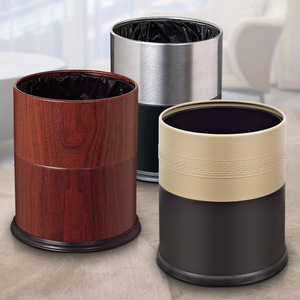 Cylindrical Waste Bin Stainless Steel Colorful Indoor Hotel Bathroom Trash Can Set - Product Image 1