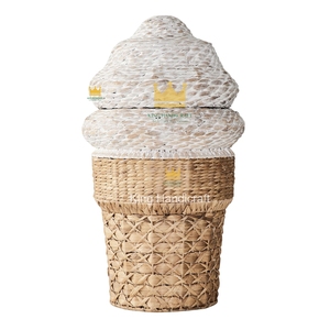 Paniers de rangement en jacinthe d'eau tressés à la main pour enfants, en forme de crème glacée, pour jouets, design moderne, pour salle de bain et chambre à coucher - Product Image 5