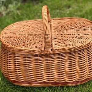 Cesta de Picnic de Mimbre Hecha a Mano, Ecológica, Estilo Vintage, para Suministros de Campamento al Aire Libre - Product Image 1