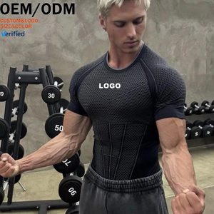 Camiseta Deportiva Personalizada con Logotipo de Marca Compartida para Hombre, de Secado Rápido, Transpirable y Elástica, Ajustada, de Manga Corta, para Gimnasio - Product Image 1