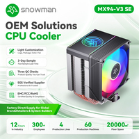 Dissipateur thermique en cuivre RGB Snowman Value avec 4 caloducs, ventilateur PWM à roulement fluide de 90 mm, fonctionnement silencieux, effets multicolores pour PC