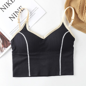 <span class=keywords><strong>Top</strong></span> court sans manches pour femmes, Camisole dos nu, mode décontractée, débardeur, soutien-gorge - Product Image 4