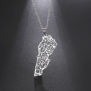 Libanon-Karte Anhänger Halskette Landkarte Libanon Edelstahl-Halsketten für Frauen Schmuck Geschenk Großhandel - Product Image 4