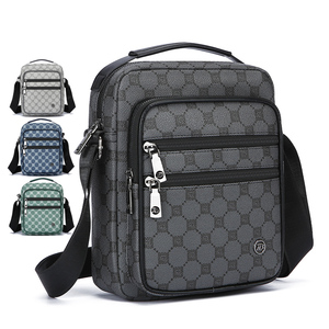 Modische bedruckte Herren-Umhängetasche, wasserdichtes PU-Leder, strapazierfähig, mehrere Taschen, lässige Messenger-Tasche - Product Image 1