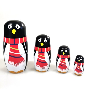 Navidad rusa de madera Matryoshka muñecas anidadas de madera pintadas a mano decoración del hogar manualidades regalo de Navidad para chico - Product Image 4