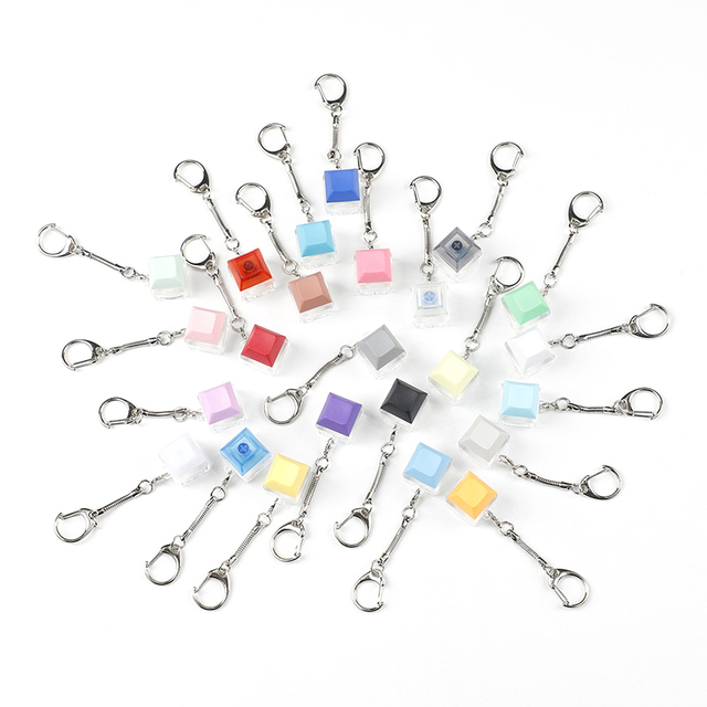 Fidget Button Carabiner Keychain Rectangle Acrylic Cartoon Customized Color Mechanical Keyboard Shaft Switch Tester Fingertip