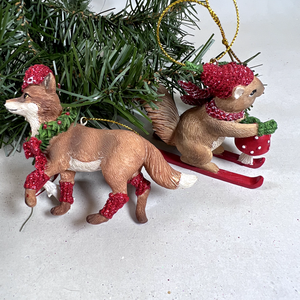 Su misura in resina volpe scoiattolo procione statuetta di scultura albero di natale funghi animali selvatici appesi ornamento - Product Image 6