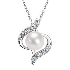 Collar de Perlas de Agua Dulce con Incrustaciones de Circonita en Oro Blanco de Moda al por Mayor, Joyería Versátil Chapada en Cobre - Product Image 5