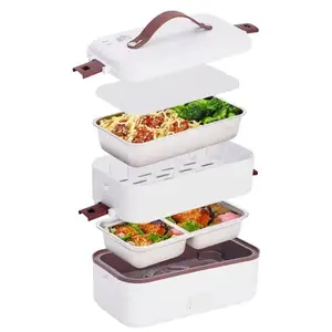 New Design Multi-Function 300w Double Layer Steamed Lunch Box Heat Food Easily Electric Heated Office Lunch Box