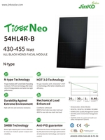 Pour Jinko JKM54HL4R-B 500W-550W panneaux solaires mono HJT noirs de type N pour palette résidentielle emballée à un prix