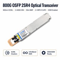 Émetteur-récepteur double OSFP 800G 2*SR4 850nm 50m OM4 MMF double MPO-12 pour interconnexion HPC AI GPU Cluster Leaf Spine