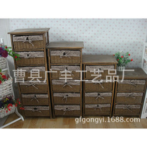 Ensemble d'armoires de rangement de style campagnard, 5 tiroirs, marron, armoire multifonctionnelle pour salon - Product Image 1