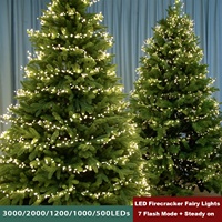 Guirnalda de Luces Decorativas Tipo Pirotecnia, con Enchufe, Luz Blanca Cálida, Luces Centelleantes con Control Remoto de 8 Modos para Árbol de Navidad, Mesa, Corona