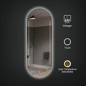 Bathnologie Miroir de salle de bain ovale moderne de luxe sans cadre antibuée intelligent avec lumière LED montage mural en forme d'arc d'écran tactile - Product Image 6