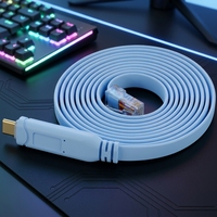 Câble de console série USB Type C vers RJ45 de 1,8 m (6 pieds) Plug and Play pour la débogage des routeurs et commutateurs d'entreprise, fil plat bleu clair