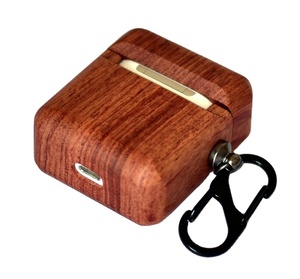 Boîte <span class=keywords><strong>Airpods</strong></span> Pro 1 2 3 4 Max, boîtier en bois véritable de bambou, fait à la main, avec crochet, nouveauté - Product Image 1