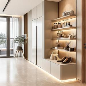Mueble zapatero estilo francés con puerta de cristal, gran capacidad, para el hogar familiar. - Product Image 1