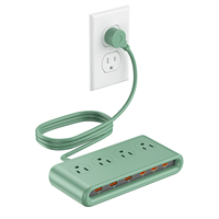 Multiprise Écologique Nouvelle Génération avec Chargeur d'Ordinateur Portable PD 35W, 4 Prises, 3 Ports USB-A et 3 Ports USB-C pour Bureau – Haute Qualité