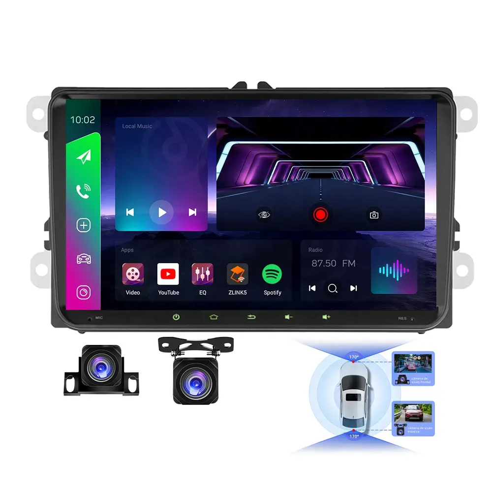 JYT 9 inç Android 10 2 + 32/4 + 64/6 + 128 4G BT5.0 USB Carplay Android oto Canbus çift yuvalı araba müzik seti Volkswagen için