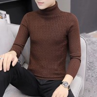 Pull en maille à col montant pour homme, tricot torsadé, style européen et américain, chaud et décontracté, automne-hiver